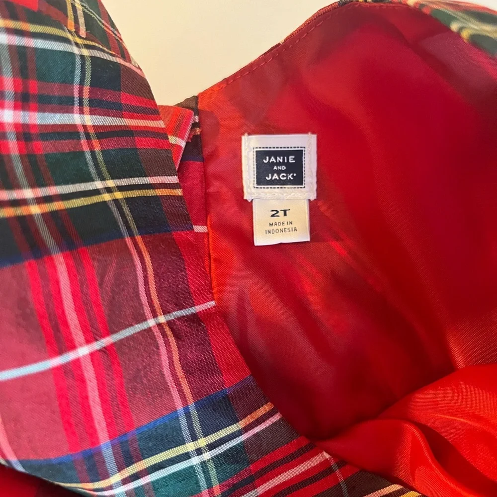 Janie‎ and Jack Dress Sz 2T Tartan Red & Green Party Christmas Holiday